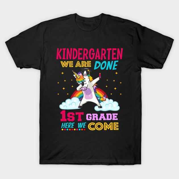 Kindergarten Graduation Magical Unicorn 1st Grade T-Shirt by ARMU66